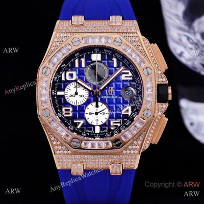 Iced Out Audemars Piguet Royal Oak Offshore Chronograph Copy Watches Rose Gold